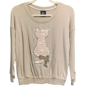 BOBEAU Sequined Cat Pull-over Sweater